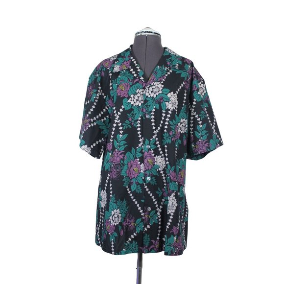 Made in Hawaii‎ USA vintage Hawaiian floral print short sleeve shirt XL - Picture 1 of 10